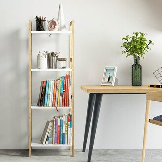 Simple 4-tier Shelving, Multi-function Bamboo Storage Cabinet Tower