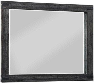 Rustic Style Wooden Frame Rectangular Beveled Mirror, Gray