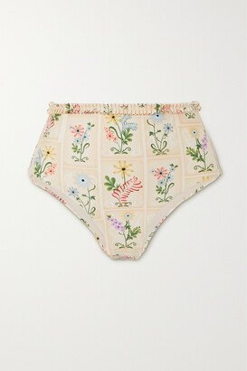 Net Sustain Nopal Floral-print Recycled Bikini Briefs - Neutrals