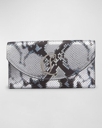 Loubi54 Metallic Snake-Print Clutch Bag