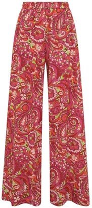 60s Printed Charmeuse Palazzo Pants