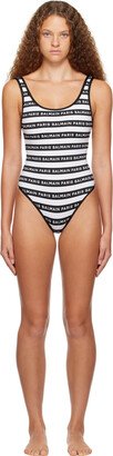 Black & White Striped Swimsuit