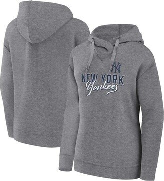 Women's Heather Gray New York Yankees Plus Size Pullover Hoodie