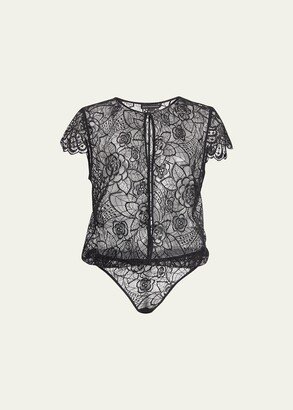 Coquette Floral-Lace Keyhole Bodysuit Bridal Lingerie