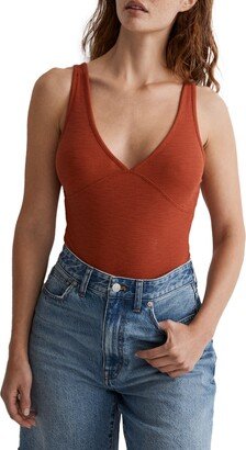 Deep V-Neck Thong Bodysuit-AA