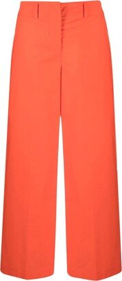 High-Waisted Cotton Trousers-AB