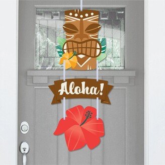 Big Dot Of Happiness Tropical Luau - Hanging Hawaiian Beach Party Outdoor Front Door Decor 3 Pc Sign