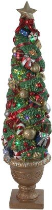 Northlight 5' Led and Fiber Optic Lighted Christmas Topiary in Gold Pot Outdoor Decoration