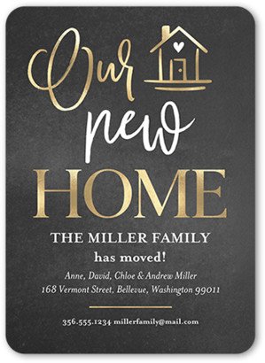 Moving Announcements: Elegant Home Moving Announcement, Grey, 5X7, Matte, Signature Smooth Cardstock, Rounded