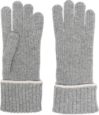 Contrasting-Trim Cashmere Gloves-AB