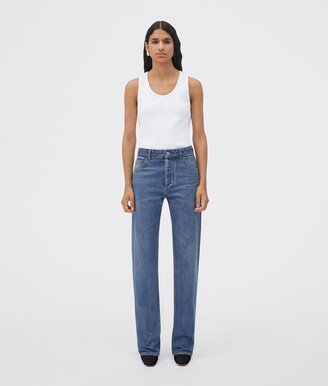 Medium Washed High Rise Straight Denim