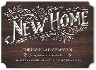 Moving Announcements: Leaf Label Home Moving Announcement, Brown, 5X7, Matte, Signature Smooth Cardstock, Ticket