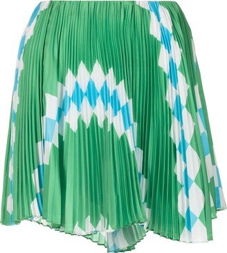 Graphic-Print Pleated Mini Skirt