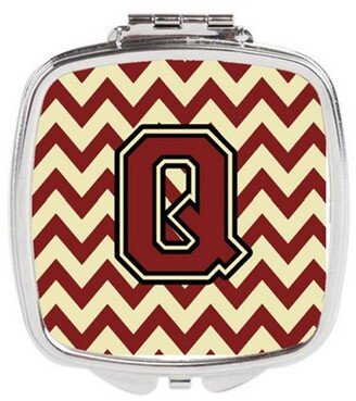 CJ1061-QSCM Letter Q Chevron Maroon & Gold Compact Mirror