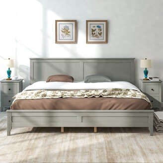 TOSWIN Modern Solid Wood King Platform Bed, Elegant and Versatile Bed Frame