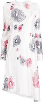 Jellyfish-print asymmetric midi dress