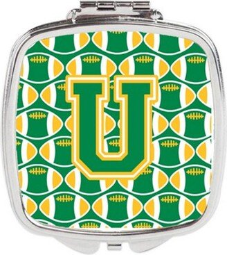 CJ1069-USCM Letter U Football Green & Gold Compact Mirror