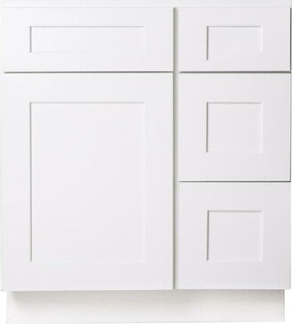 Bathroom Vanity 30 Inch, Single Sink Vanity, White Shaker Base Cabinet, With Drawers - In. Wide X 34.5 High 21 Deep