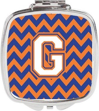 CJ1060-GSCM Letter G Chevron Blue & Orange No.3 Compact Mirror