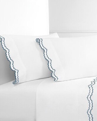 300 Thread Count Percale Cotton Double Scalloped Embroidered Sheet Set