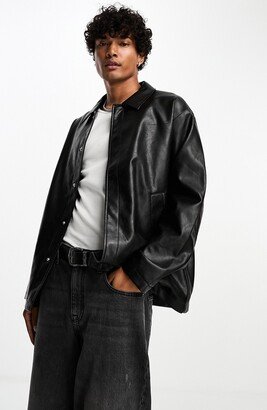 Faux Leather Shacket-AA