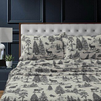 Mountain Toile Heavyweight Flannel Cal King Sheet Set