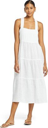 Womens Canyon Linen Midi Dress Eco Linen White LG (US Women's 10) One Size