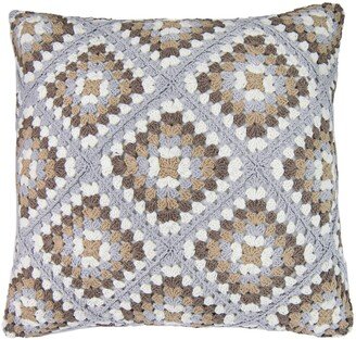 Cotton Crochet Pillow Cover, Cushion Geometric Paterned, Brown Shades