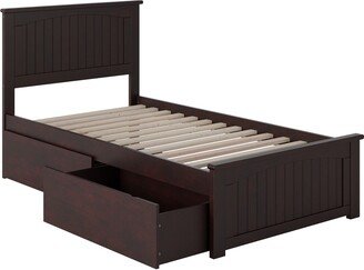 AFI Nantucket Twin XL Platform Bed with Matching Foot Board with 2 Urban Bed Drawers in Espresso