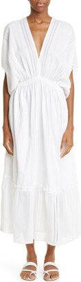 Abira Empire Waist Tiered Cotton Blend Cover-Up Maxi Dress