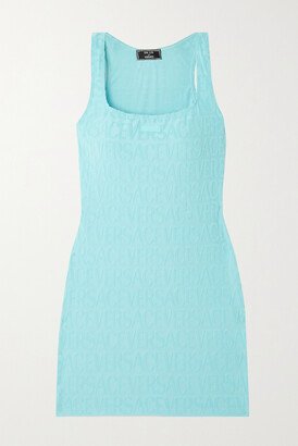 Dua Lipa Flocked Stretch-terry Coverup - Blue