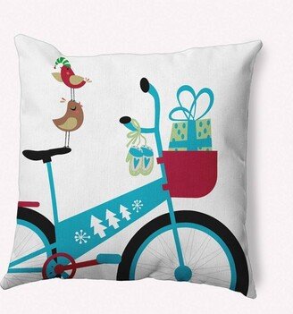 16x16 Close Up Christmas Bike Square Throw Pillow