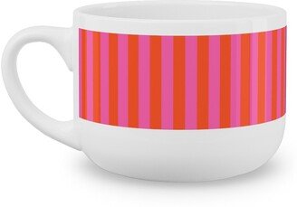 Mugs: Piccadilly Pinstripes In Mod - Orange And Pink Latte Mug, White, 25Oz, Pink