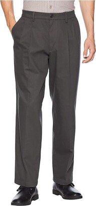 Relaxed Fit Signature Khaki Lux Cotton Stretch Pants D4 - Pleated (Steelhead) Men's Casual Pants