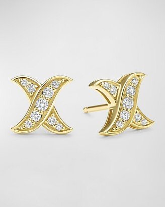 18K Embrace Diamond 8mm Pave X Stud Earrings