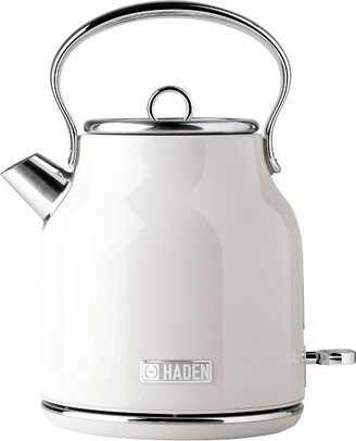 75012 Heritage 1.7 Liter Stainless Steel Body Countertop Retro Electric Kettle with Auto Shutoff & Dry Boil Protection, Ivory White
