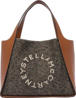 Logo Embroidered Panelled Tote Bag