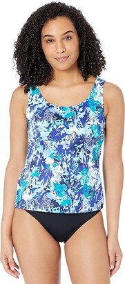 BeanSport Scoop Neck Tankini Top Print (Darkest Navy Multi Floral) Women's Swimwear