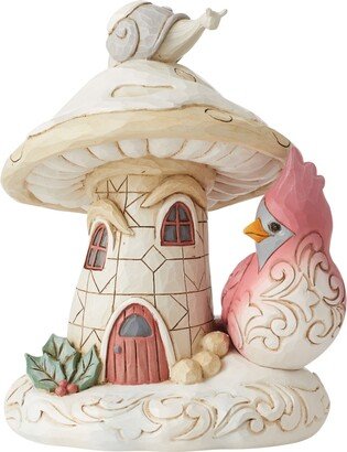 Jim Shore Woodland Mushroom House and Bird Figurine