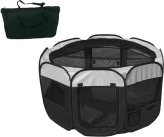 All-Terrain Lightweight Easy Folding Wire-Framed Collapsible Travel Dog Playpen - M - Black