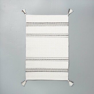 Tonal Stripes Bath Rug Sour Cream/Railroad Gray