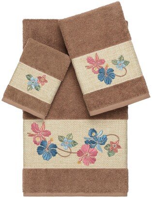 Caroline 3-Piece Embellished Towel Set - Latte