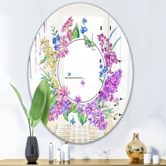 Designart 'Garland Sweet 4' Printed Cabin and Lodge Oval or Round Wall Mirror