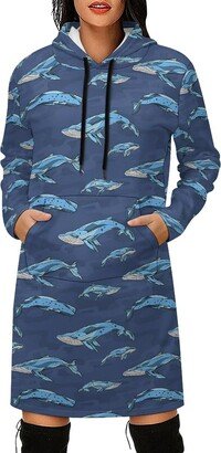 Slameter Women's Whale Long Pullover Sweatshirt Dress Casual Long Sleeve Hoodie Dress with Pockets L