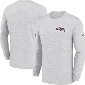 Men's White New England Patriots Velocity Athletic Stack Performance Long Sleeve T-shirt