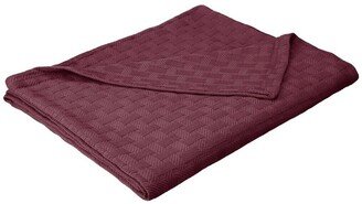 Snake River Décor Basketweave Thin Cotton Cozy Bed Blanket Full/Queen Plum