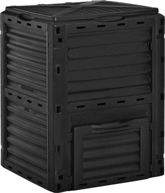 Garden Compost Bin 80 Gallon Outdoor Large Capacity Composter Fast Create Fertile Soil Aerating Box, Easy Assembly, Black