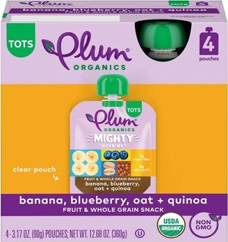 Plum Organics Mighty Morning 4pk Banana Blueberry Oat Quinoa Fruit & Whole Grain Snack Pouches - 12.68oz