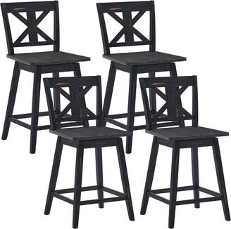 4PCS Swivel Bar Stools w/ Footrest Counter Height Chairs for Home Black