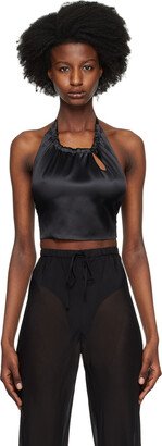 Silk Laundry Black Halter Camisole